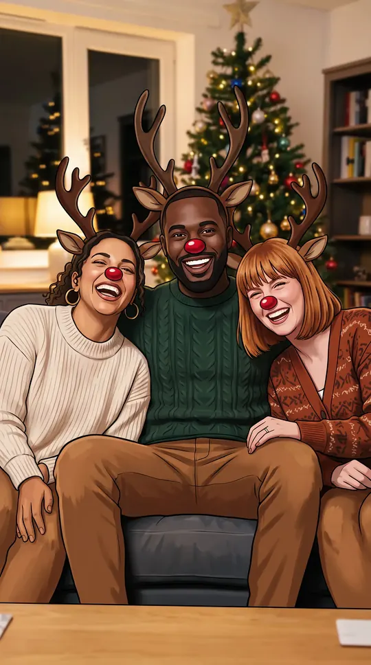 Crew of three as Reindeer